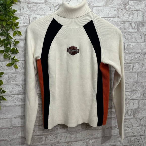 HARLEY DAVIDSON Women’s 100% cotton cozy chic warm turtleneck logo sweater - Picture 1 of 7